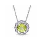 Womens 17 Inch Green Peridot 10k Gold Link Necklace