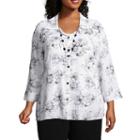 Alfred Dunner Barcelona Etched Floral Print Layered Blouse - Plus