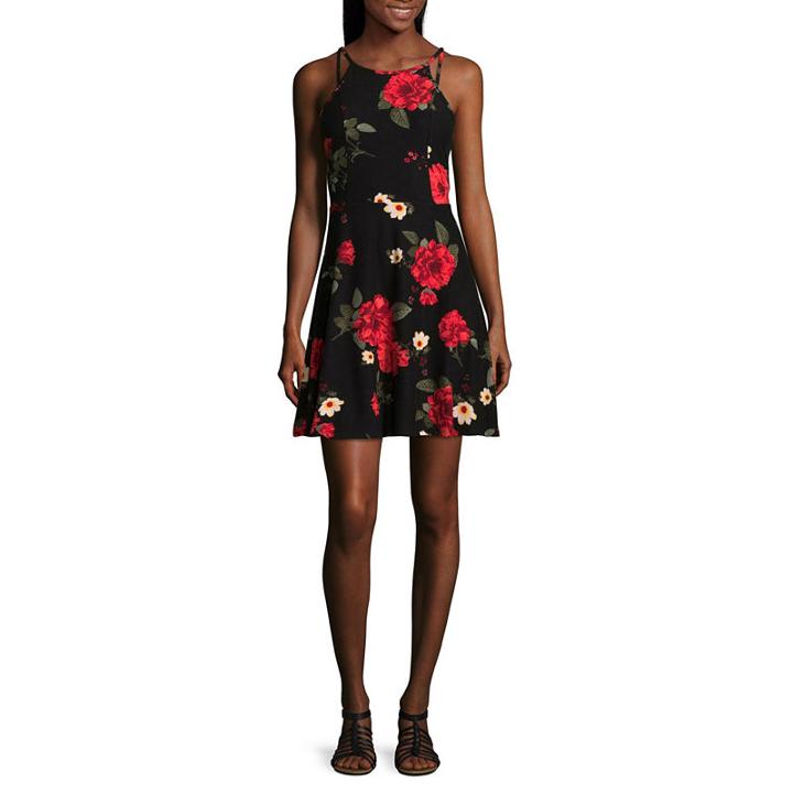 Derek Heart Sleeveless Skater Dress-juniors