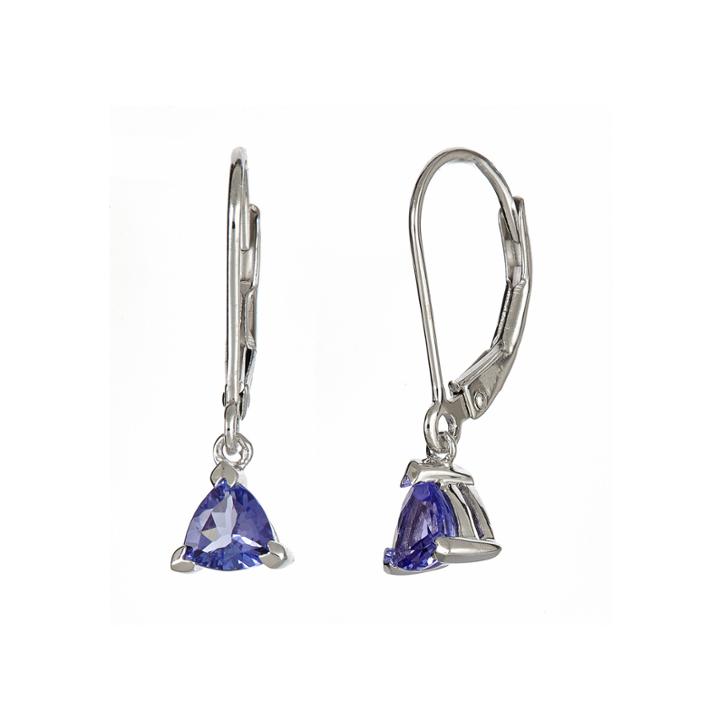 Limited Quantities Trillion-cut Genuine Tanzanite Drop Earrings