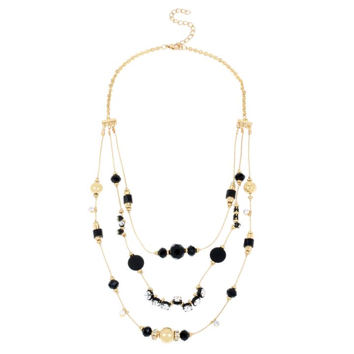 Bleu&trade; Black & Gold-tone Bead Illusion Necklace