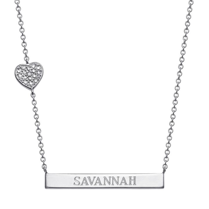 Personalized Sterling Silver Diamond-accent Heart Name Bar Necklace