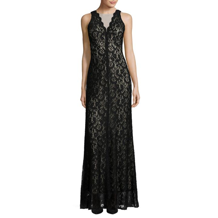 Rn Studio By Ronni Nicole Illusion Scalloped Lace Formal Gown