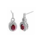 Lead Glass-filled Ruby And 1/2 Ct. T.w. Diamond 10k White Gold Drop Earrings