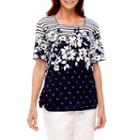 Alfred Dunner Lady Liberty Short Sleeve Square Neck T-shirt