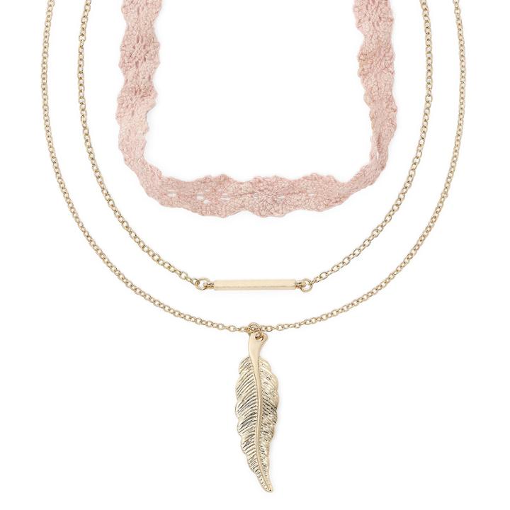 Carole Three-row Leaf Pendant Necklace