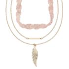 Carole Three-row Leaf Pendant Necklace