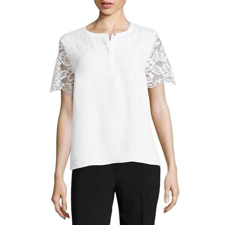Liz Claiborne Lace Stripe Tee- Talls