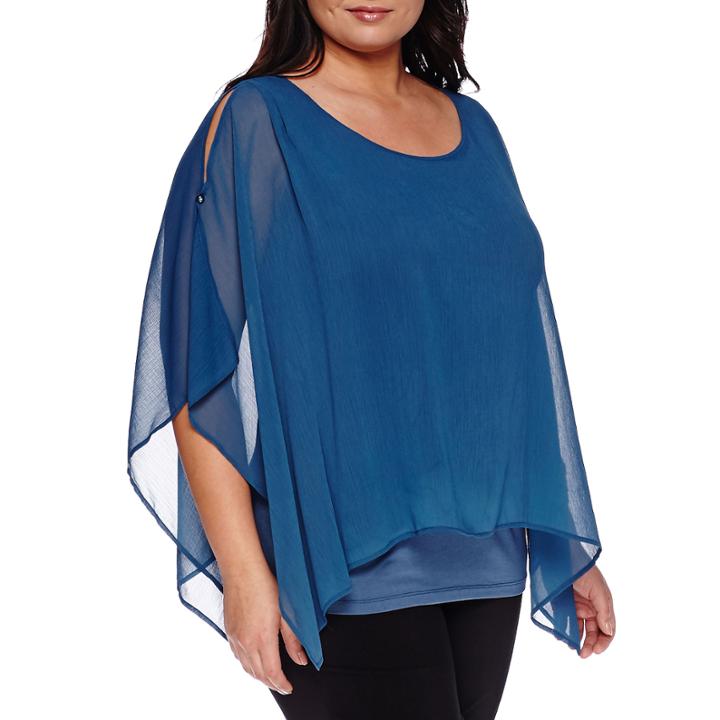 Alyx Short-sleeve Cold-shoulder Poncho Popover - Plus