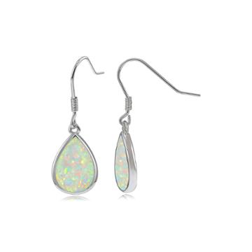 Lab-created Opal Sterling Silver Drop Earrings