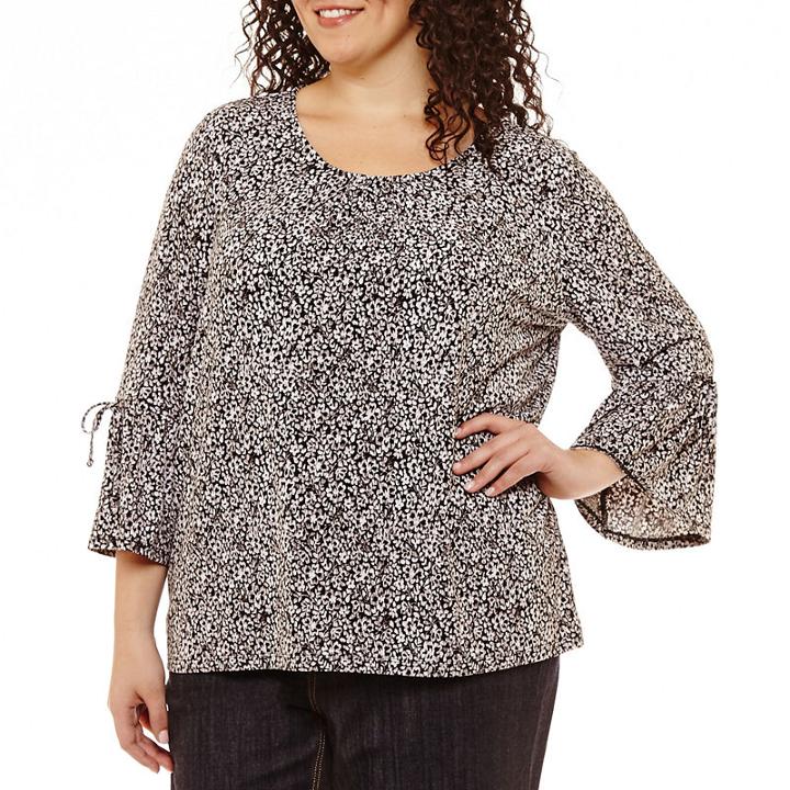 Liz Claiborne Tie Sleeve Top- Plus