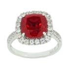 Lab-created Ruby & Lab-created White Sapphire Sterling Silver Halo Ring