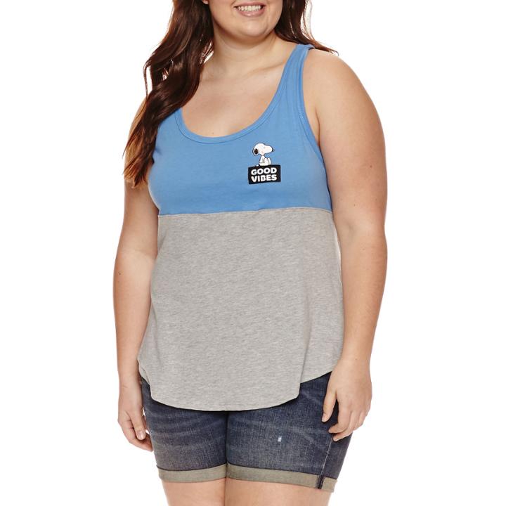 Hybrid Cotton Blend Peanuts Tank Top-juniors Plus