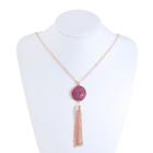 Liz Claiborne Womens Pink Round Pendant Necklace