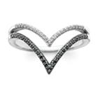 1/5 Ct. T.w. White & Color-enhanced Black Diamond 10k White Gold Chevron Ring