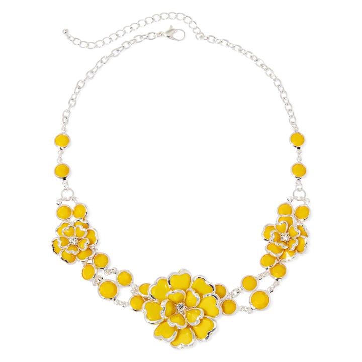 Mixit™ Yellow Silver-tone Multi-flower Collar Necklace