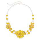 Mixit&trade; Yellow Silver-tone Multi-flower Collar Necklace