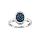 1/5 Ct. T.w. Color-enhanced Blue Diamond Sterling Silver Ring