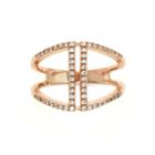 City X City Crystal & Rose-tone Silver-plated Brass Pave Open Band Ring