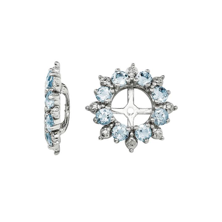 Genuine Aquamarine And Diamond Accent Earring Jackets