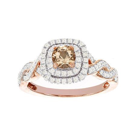 Blooming Bridal Genuine Morganite And Diamond 14k Rose Gold Ring