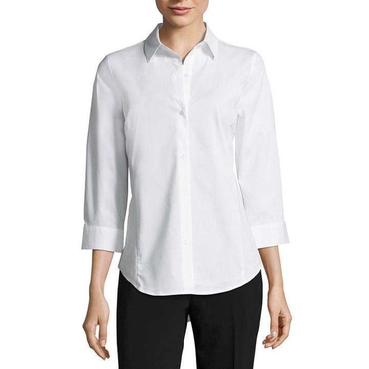 Liz Claiborne 3/4 Sleeve Button Down - Tall