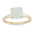 Womens Opal White 10k Gold Square Cocktail Ring