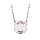 Alpha Phi Enamel Sterling Silver Disc Pendant Necklace