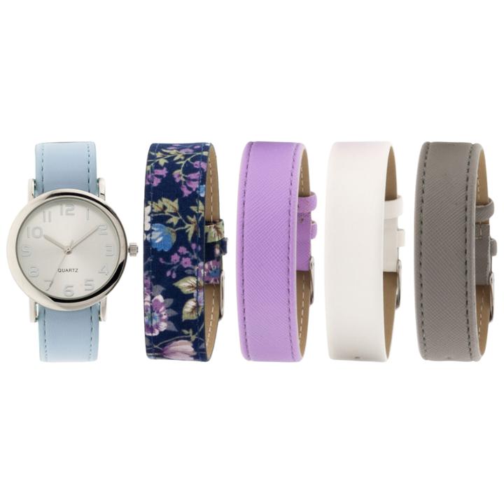 Interchangeable Band Womens Multicolor 5-pc. Watch Boxed Set-jcp2990sst