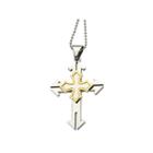 Mens Stainless Steel Gold Ion-plated Cross Pendant