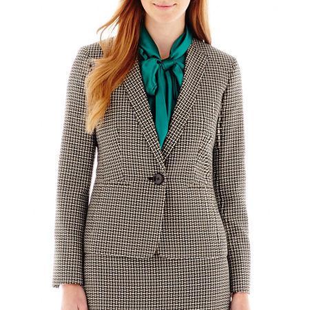 Black Label By Evan-picone Long-sleeve Tweed Jacket