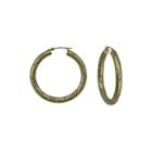 14k Two-tone Gold Etched Hoop Earrings