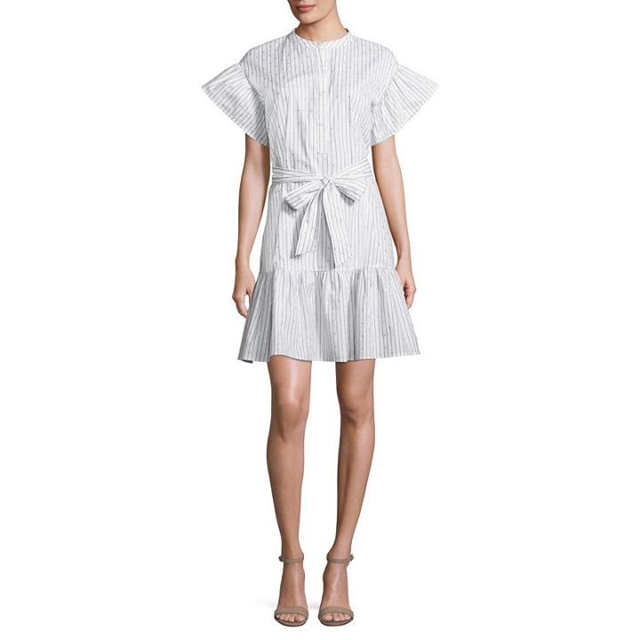 Belle + Sky Ruffle Sleeve Dress With Tie