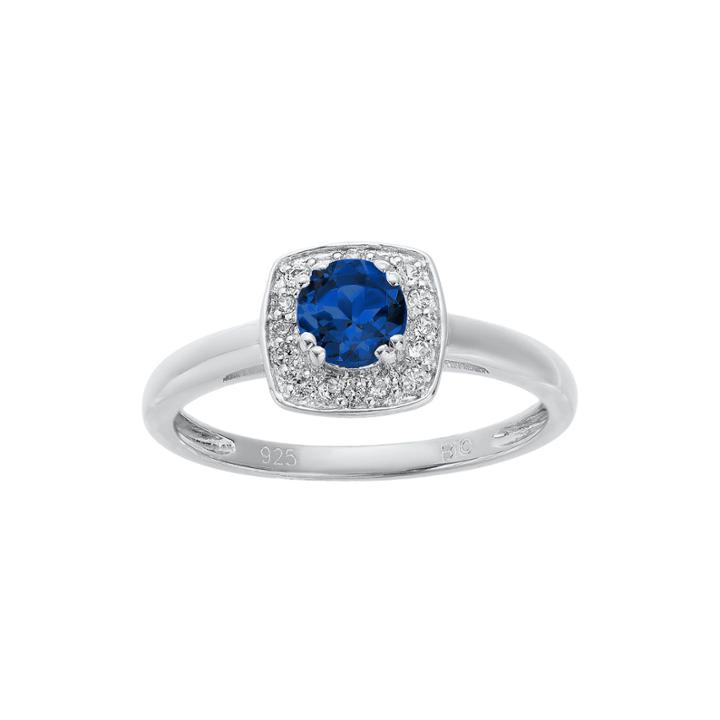 Lab-created Sapphire And Genuine White Topaz Sterling Silver Ring