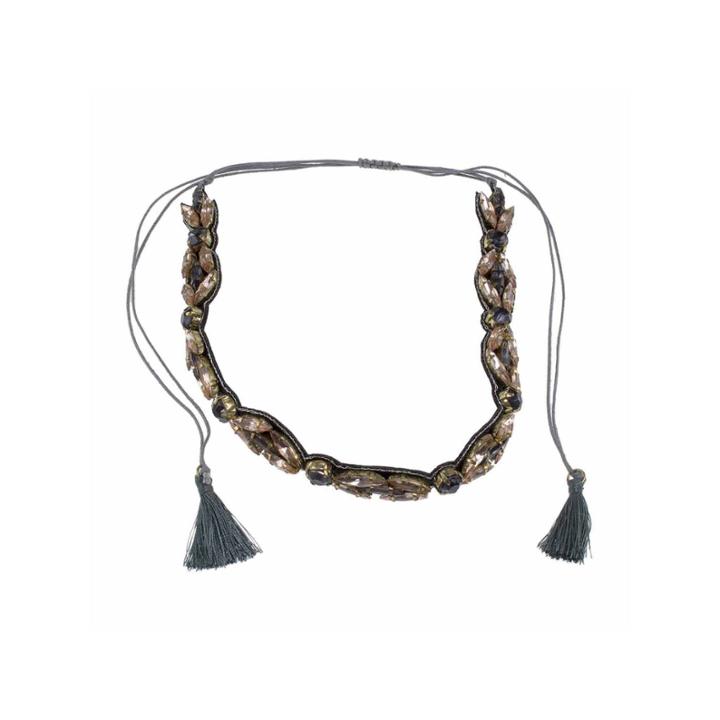Jardin Womens Gray Crystal Brass Choker Necklace