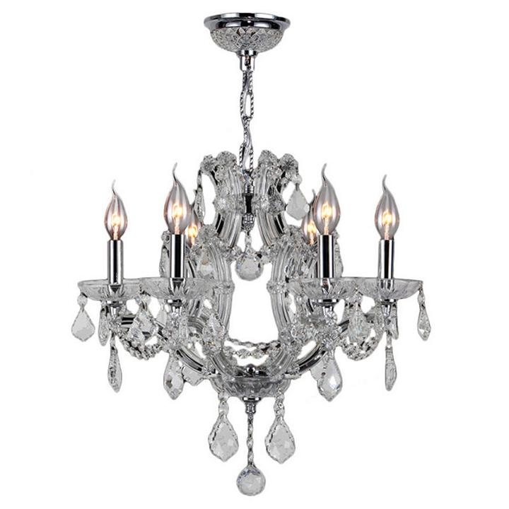 Lyre Collection 6 Light Chrome Finish And Crystalchandelier