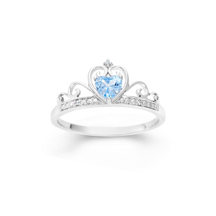 Simulated Blue Topaz & Cubic Zirconia Sterling Silver Ring