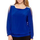 Prelude Long-sleeve Embellished-shoulder Top - Plus