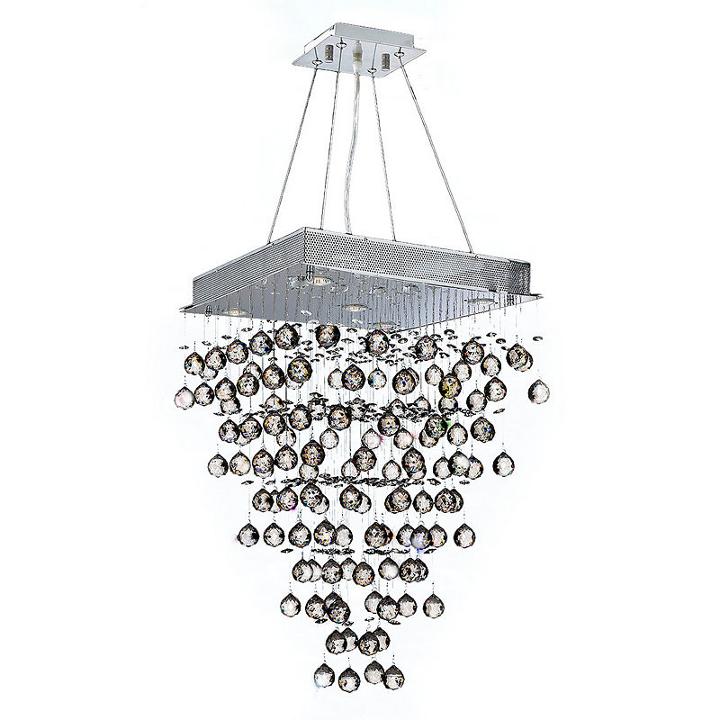 Icicle Collection 5 Light Chrome Finish And Clearcrystal Square Chandelier
