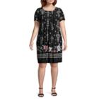 Perceptions Short Sleeve Embroidered Shift Dress-plus