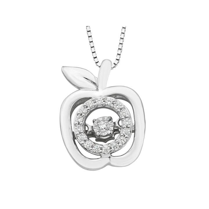 Womens 1/10 Ct. T.w. White Sterling Silver Pendant Necklace