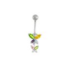 10k White Gold Multi-color Cubic Zirconia Butterfly Belly Ring