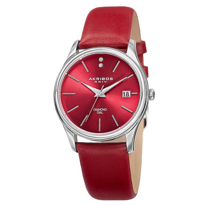 Akribos Xxiv Womens Silver Tone Strap Watch-a-879rd