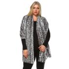 White Mark Animal Print Ponchos Plus