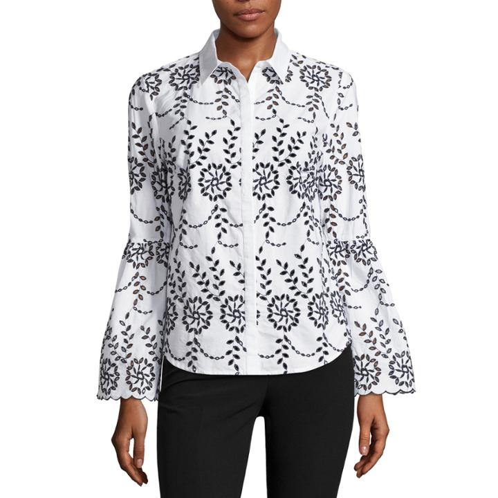 Worthington Long Sleeve Eyelet Button-front Shirt