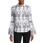 Worthington Long Sleeve Eyelet Button-front Shirt