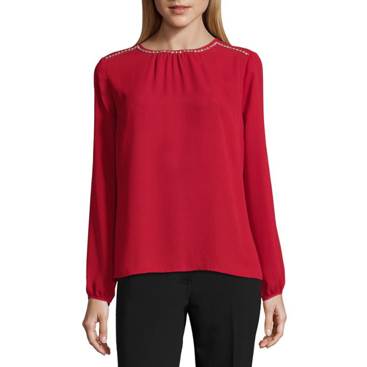 Liz Claiborne Long Sleeve Jeweled Blouse