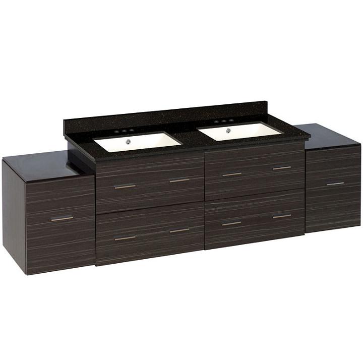 76-in. W Wall Mount Dawn Grey Vanity Set For 3h4-in. Drilling Black Galaxy Top Biscuit Um Sink