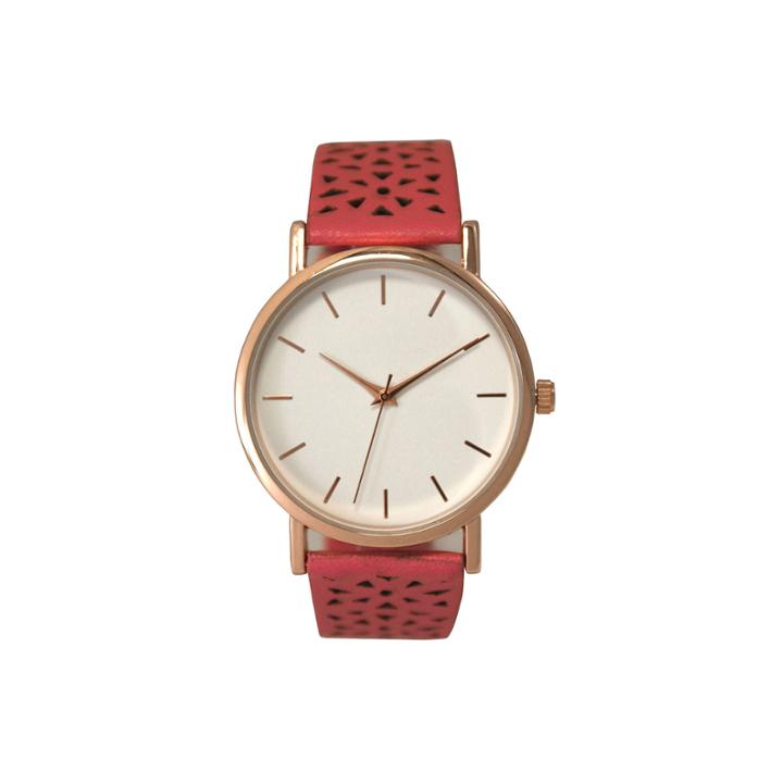 Olivia Pratt Laser Cut Womens Pink Strap Watch-16258