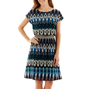 Fifth & Park Short-sleeve Chiffon Blouson Dress